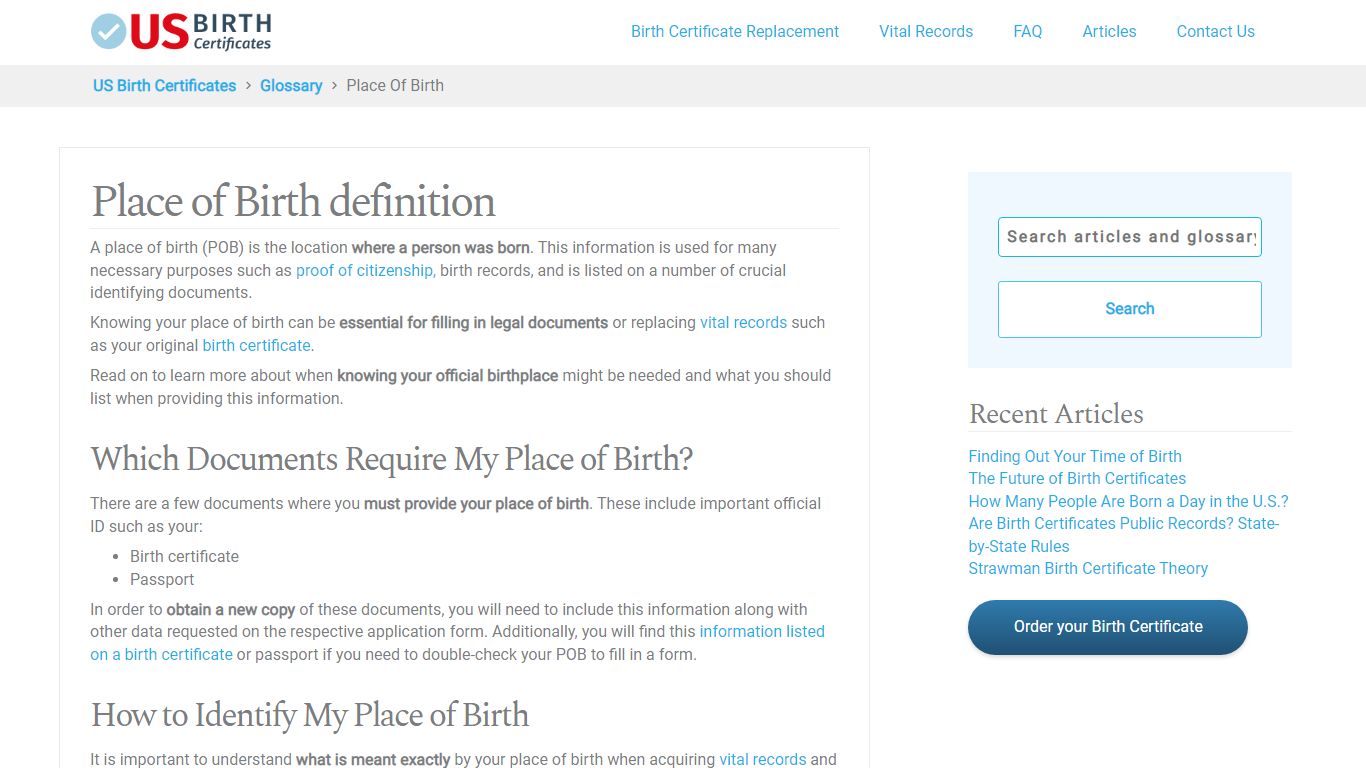 What a Place of Birth Means - US Birth Certificates